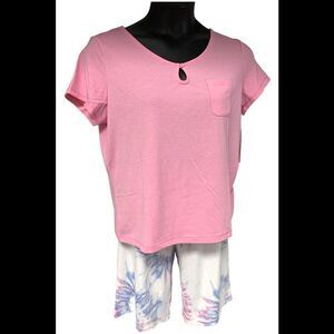 Uncover Women's 2-piece Short-Slv Top w Bermuda Short PJ Bubblegum - Regular